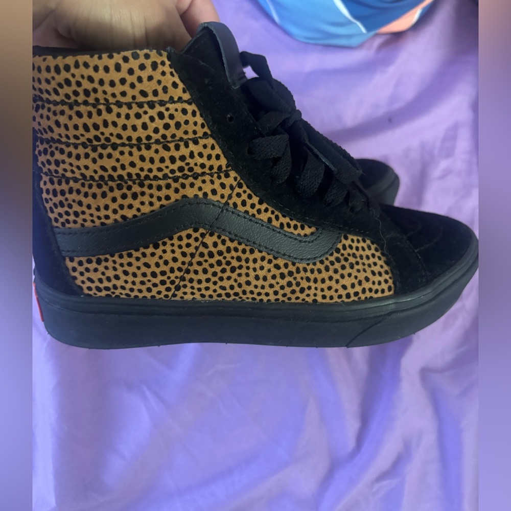 Vans Black leopard and Tan High-Top Sneakers comfy cush! 4.5 - 6 women’s